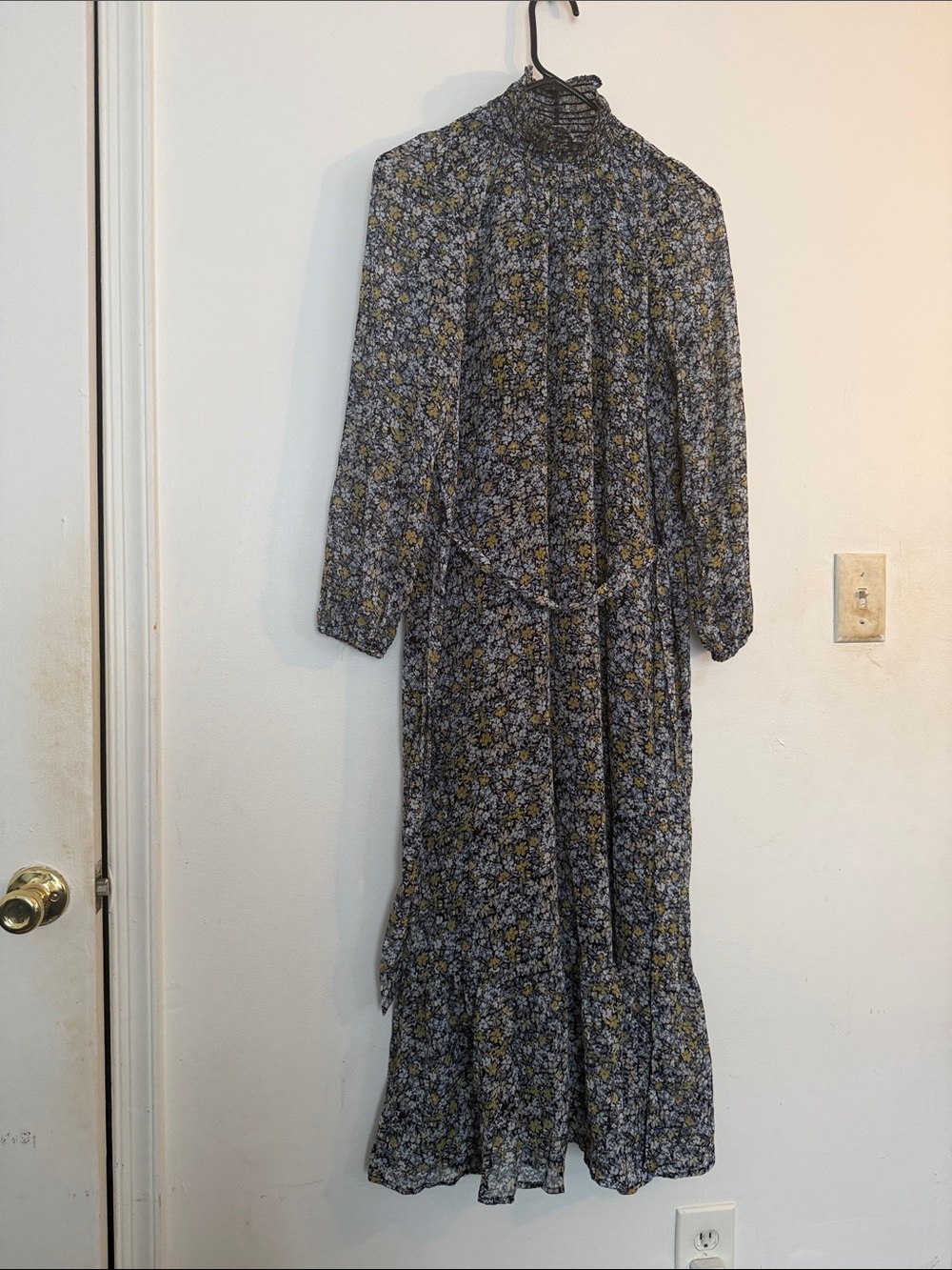 Banana Republic Floral Maxi Dress in Navy and Mustard